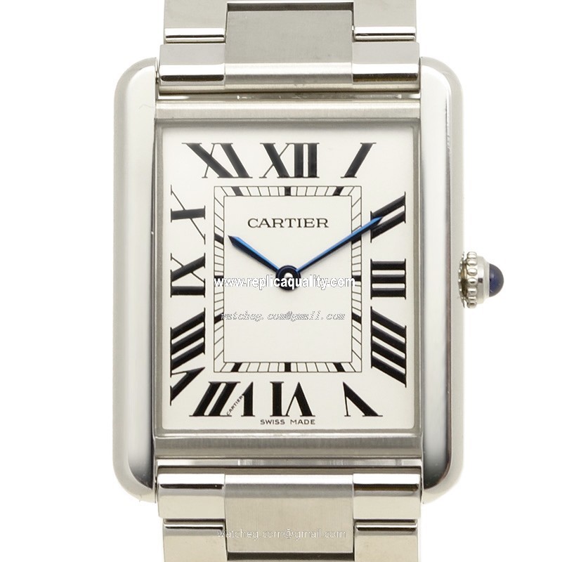 Cartier TANK W5200014 Quartz Stainless Steel Silvery & White