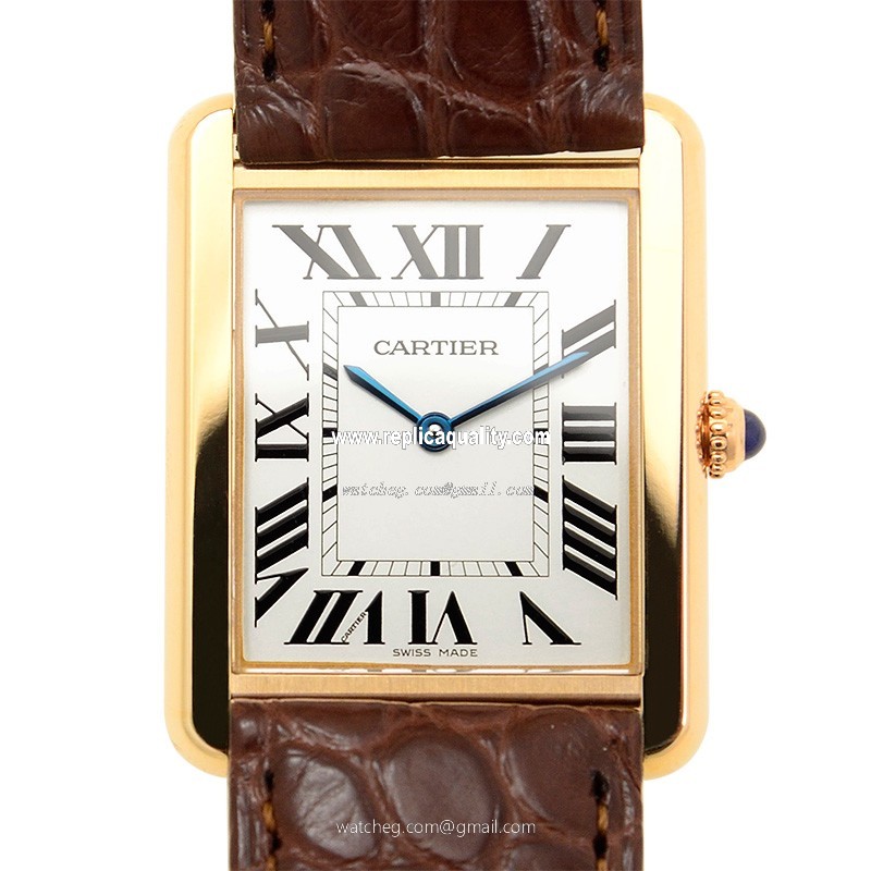 Cartier TANK W5200025 Quartz 18kt Rose Gold & Steel Silvery & White