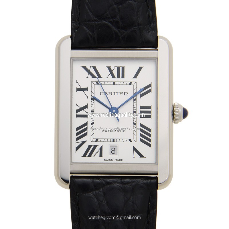 Cartier TANK W5200027 Automatic Stainless Steel Silvery & White