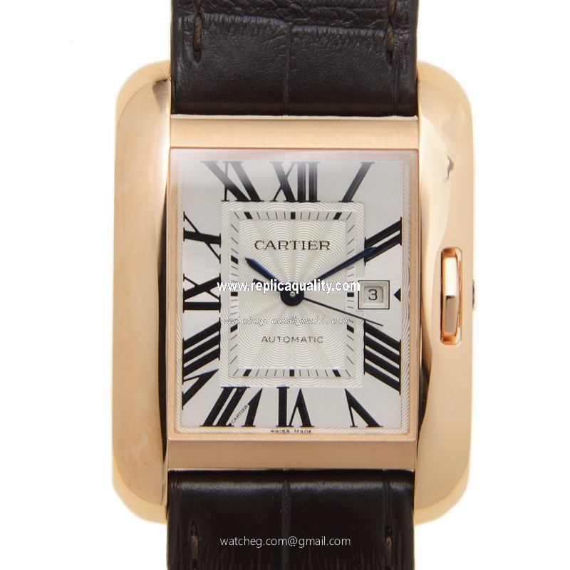 Cartier TANK W5310005 Automatic 18kt Rose Gold Silvery & White