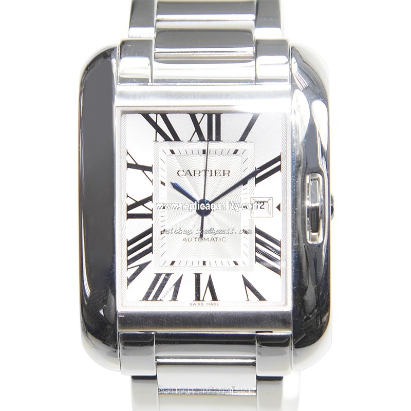Cartier TANK W5310025 Automatic 18kt White Gold Silvery & White