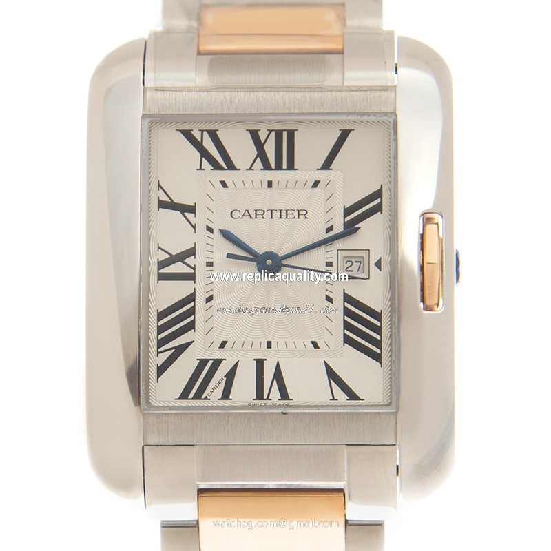 Cartier TANK W5310037 Automatic Stainless Steel Silvery & White