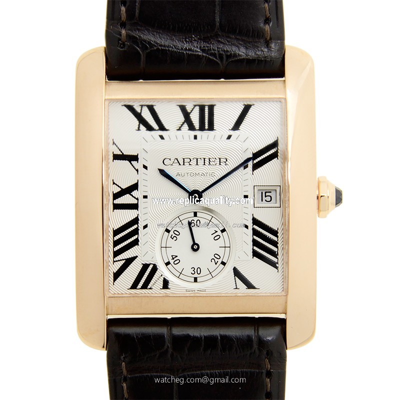 Cartier TANK W5330001 Automatic 18kt Rose Gold Silvery & White