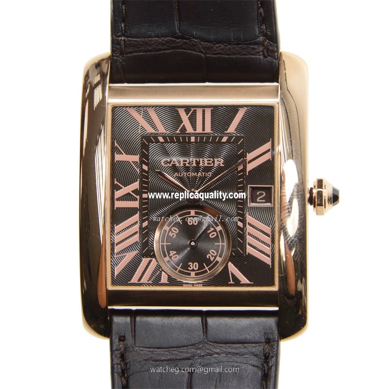 Cartier TANK W5330002 Automatic 18kt Rose Gold Dark Brown