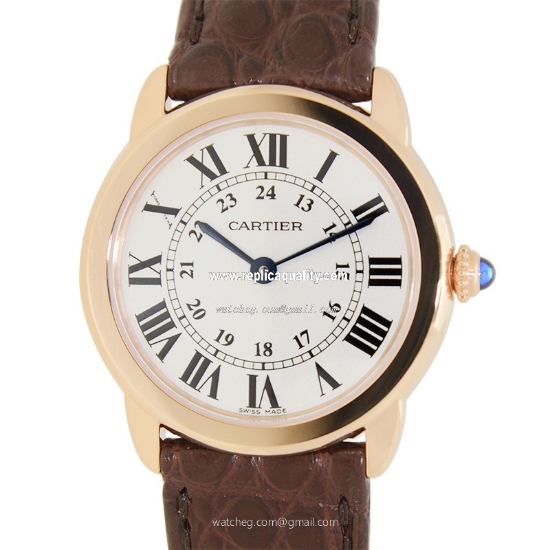 Cartier RONDE SOLO DE CARTIER W6701007 Quartz 18kt Rose Gold Silvery & White