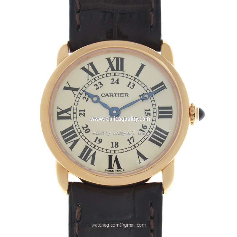 Cartier RONDE LOUIS CARTIER W6800151 Quartz 18kt Rose Gold Silvery & White