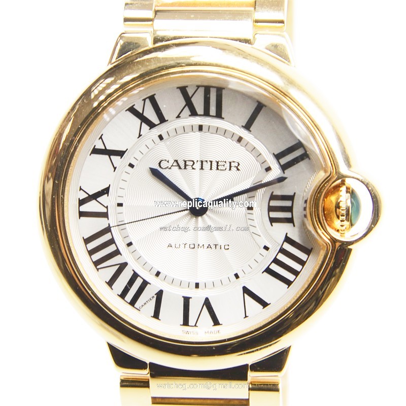 Cartier BALLON BLEU W69003Z2 Automatic 18kt Yellow Gold Silvery & White