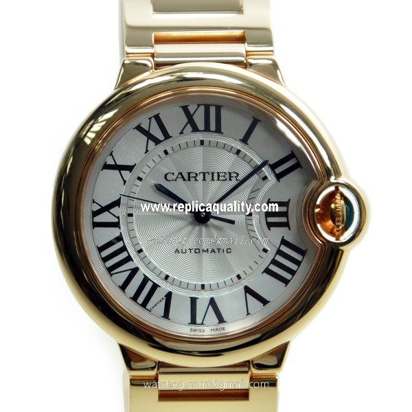 Cartier BALLON BLEU W69004Z2 Automatic 18kt Rose Gold Silvery & White