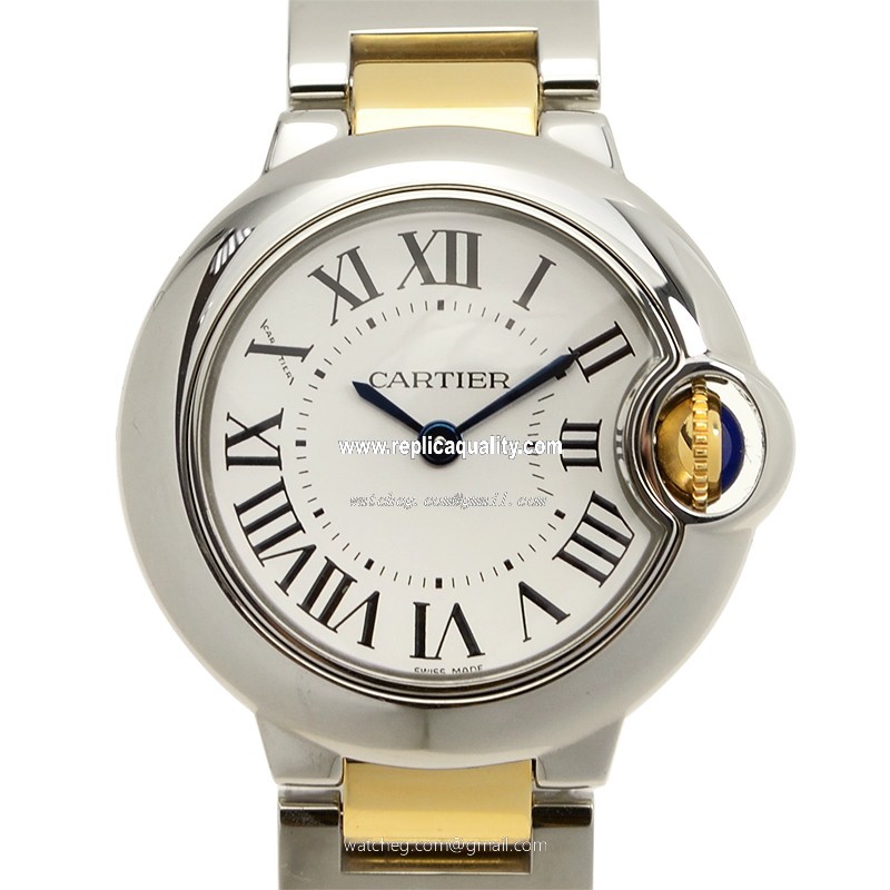 Cartier BALLON BLEU W69007Z3 Quartz Stainless Steel Silvery & White