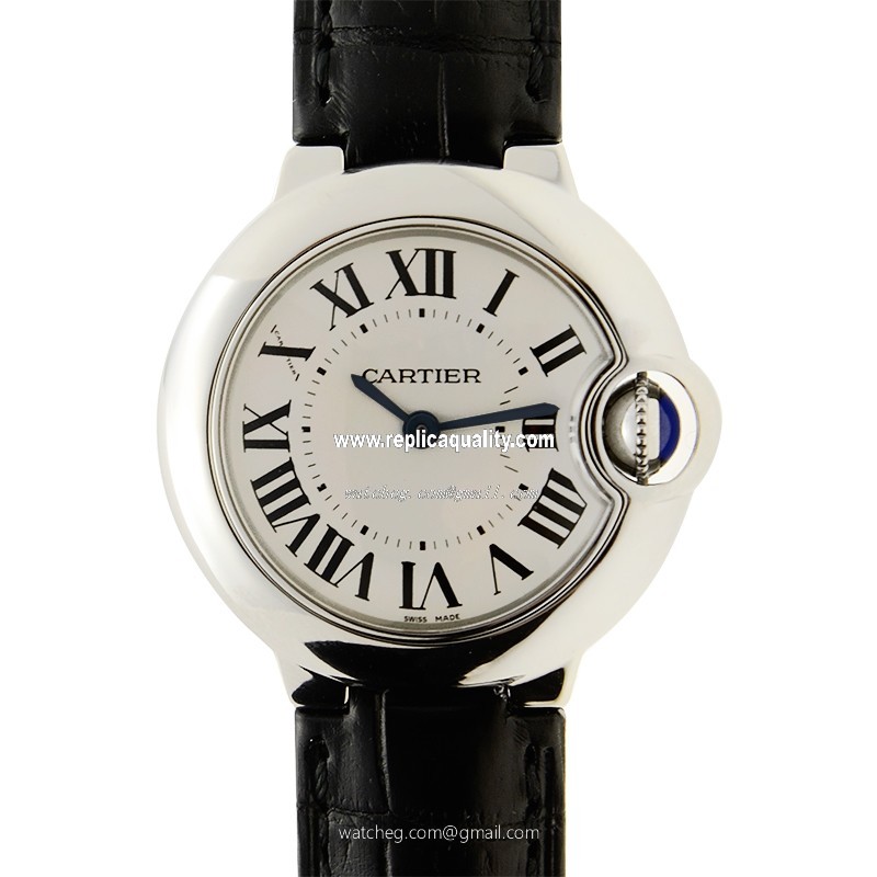 Cartier BALLON BLEU W69018Z4 Quartz Stainless Steel Silvery & White