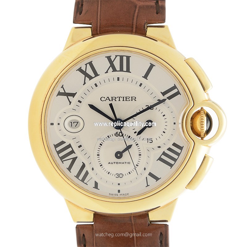 Cartier BALLON BLEU W6920007 Automatic 18kt Yellow Gold Silvery & White