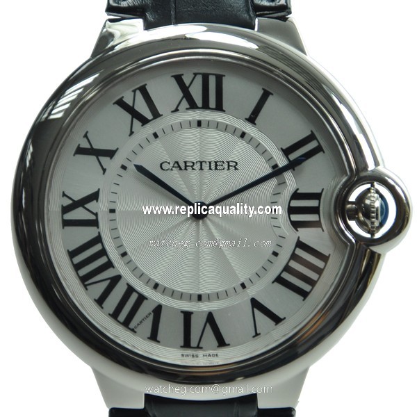Cartier BALLON BLEU W6920055 Manual Wind 18kt White Gold Silvery & White