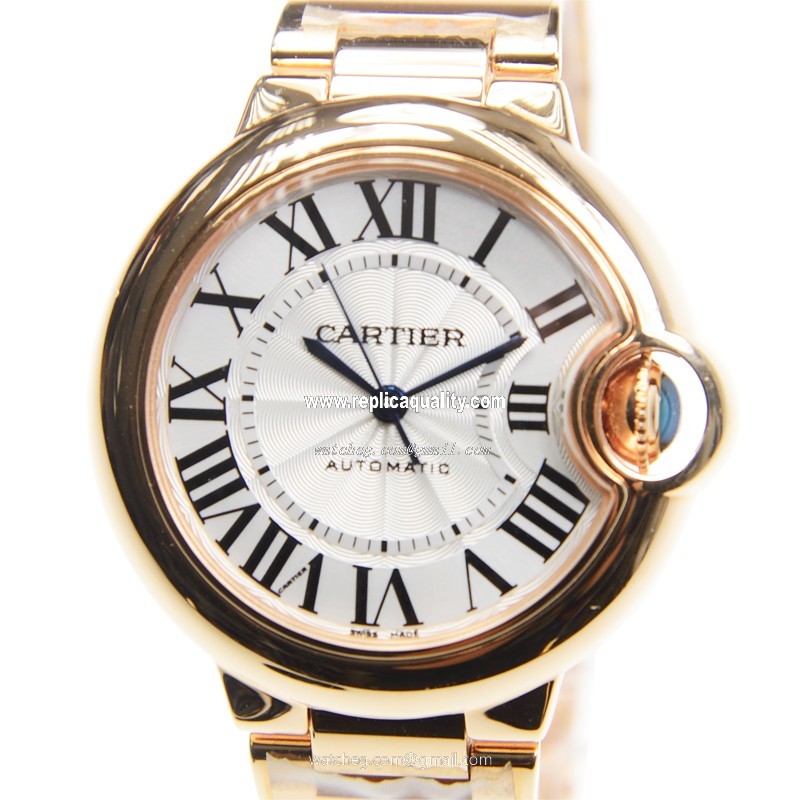 Cartier BALLON BLEU W6920068 Automatic 18kt Rose Gold Silvery & White