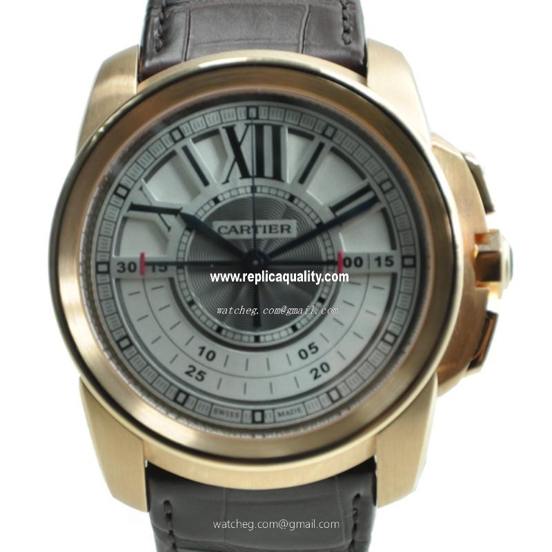 Cartier CALIBRE DE CARTIER W7100004 Manual Wind 18kt Rose Gold Gray