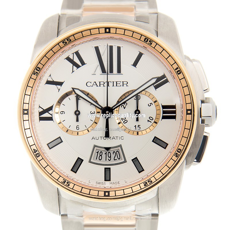 Cartier CALIBRE DE CARTIER W7100042 Automatic 18kt Rose Gold & Steel White