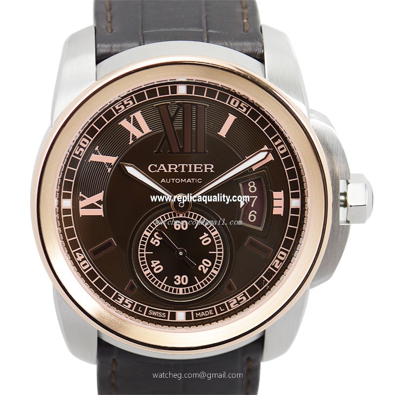 Cartier CALIBRE DE CARTIER W7100051 Automatic 18kt Rose Gold & Steel Brown
