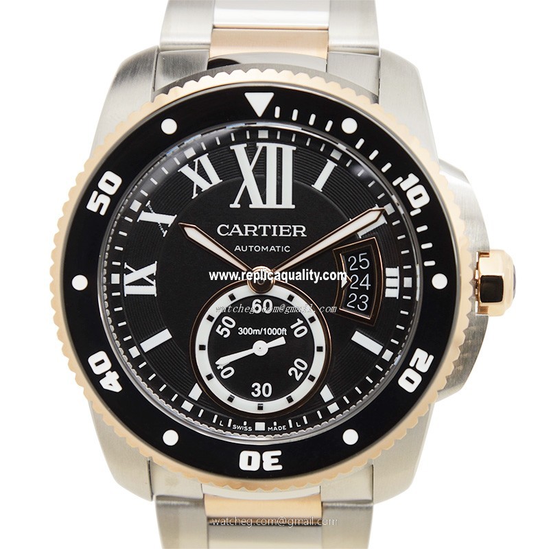 Cartier CALIBRE DE CARTIER W7100054 Automatic 18kt Rose Gold & Steel Black