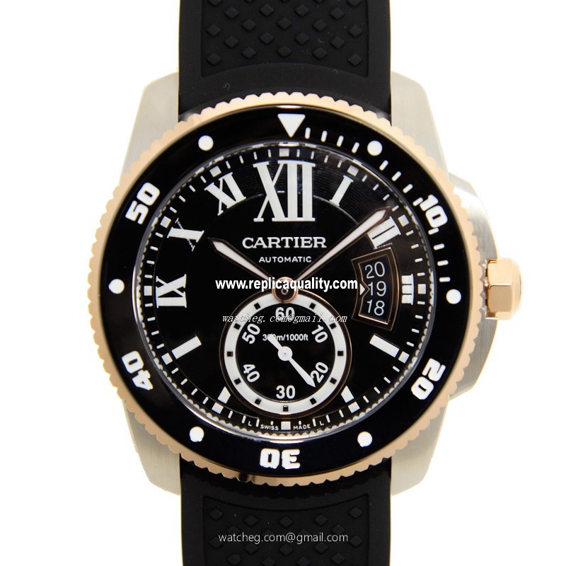 Cartier CALIBRE DE CARTIER W7100055 Automatic 18kt Rose Gold & Steel Black
