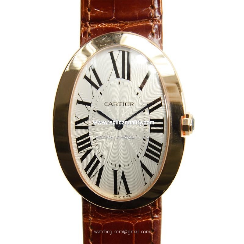 Cartier BAIGNOIRE W8000002 Manual Wind 18kt Rose Gold Silver