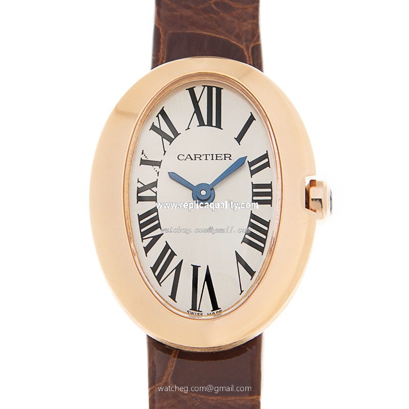 Cartier BAIGNOIRE W8000017 Quartz 18kt Rose Gold Silver