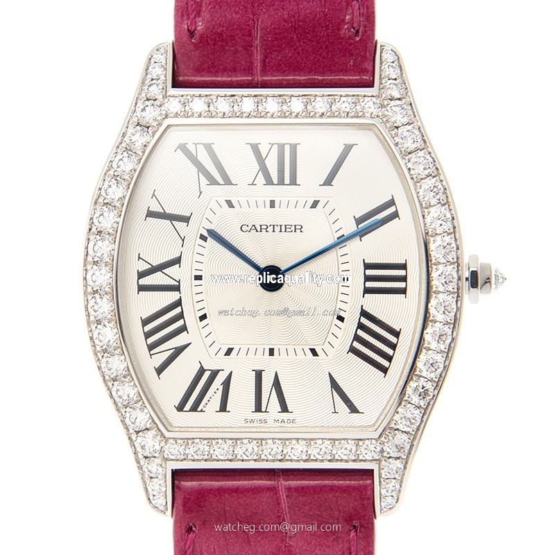 Cartier TORTUE WA501009 Manual Wind 18kt White Gold & Diamond Silver