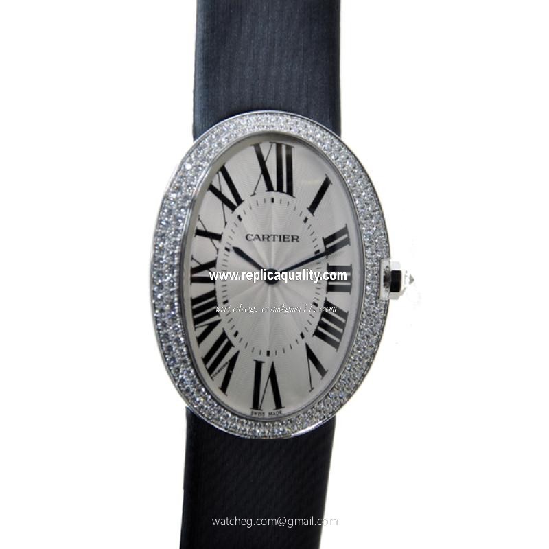 Cartier BAIGNOIRE WB520009 Manual Wind 18kt White Gold & Diamond Silvery & White