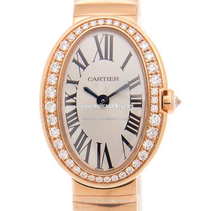 Cartier BAIGNOIRE WB520026 Quartz 18kt Rose Gold & Diamonds White