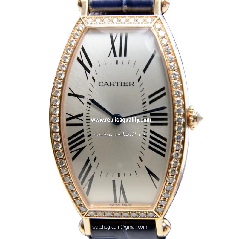 Cartier TORTUE WE400451 Automatic 18kt Rose Gold & Diamonds Silvery & White