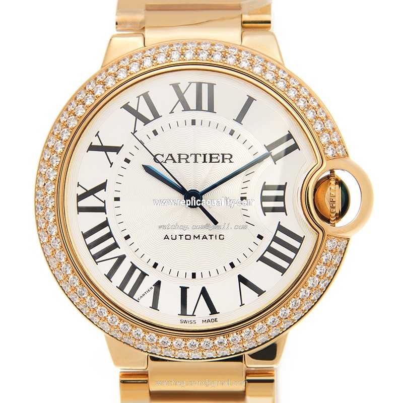 Cartier BALLON BLEU WE9004Z3 Automatic 18kt Gold & Diamond Silvery & White