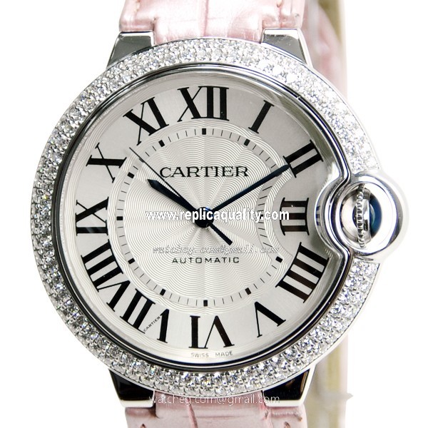 Cartier BALLON BLEU WE900651 Automatic 18kt White Gold & Diamond Silvery & White