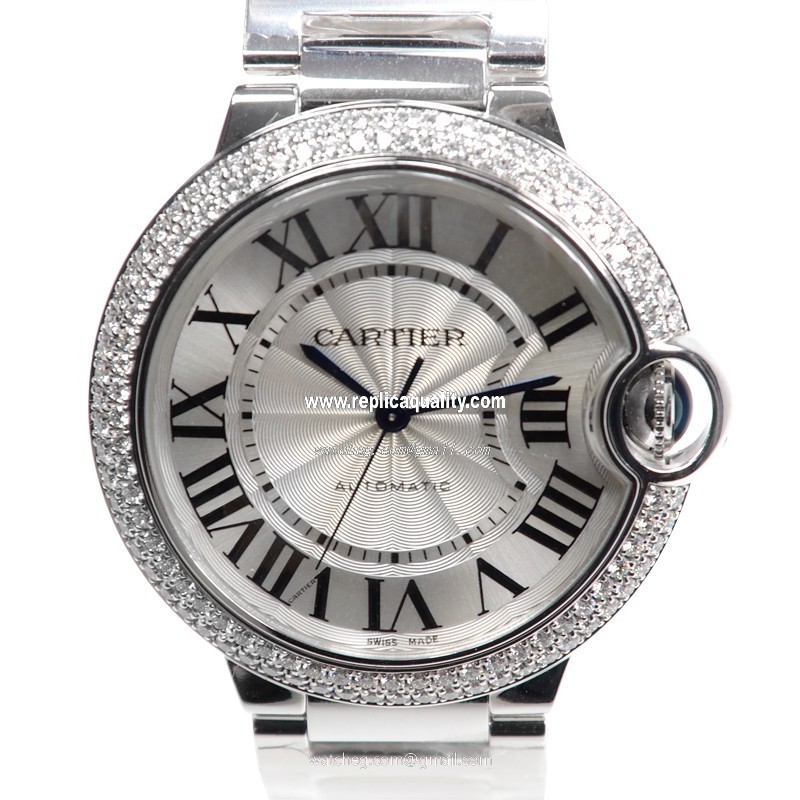 Cartier BALLON BLEU WE9006Z3 Automatic 18kt White Gold & Diamond Silver