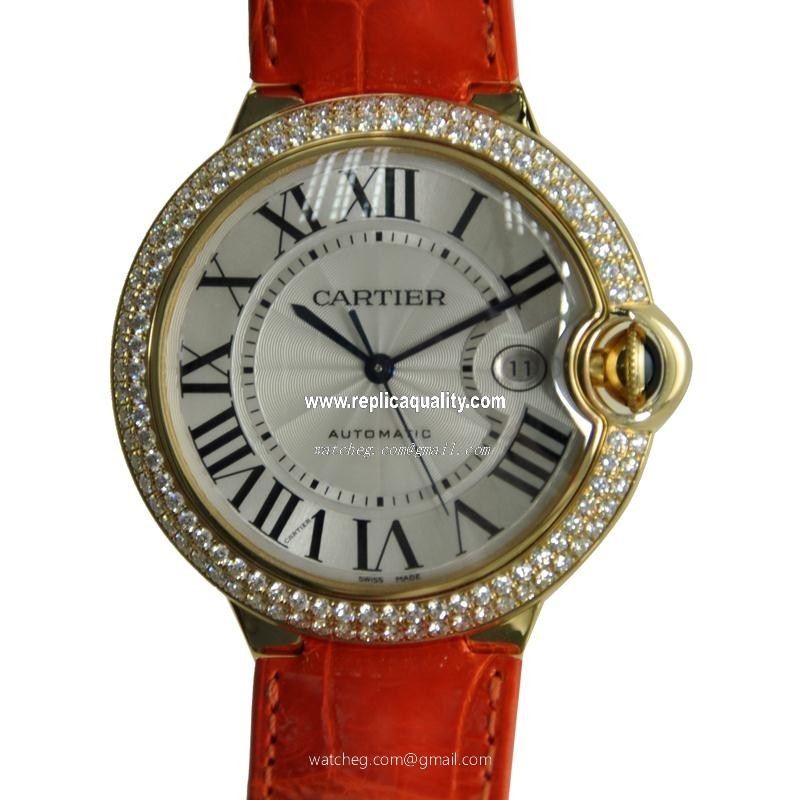 Cartier BALLON BLEU WE900751 Automatic 18kt Gold & Diamond Silver
