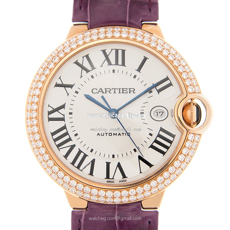 Cartier BALLON BLEU WE900851 Automatic 18kt Rose Gold & Diamonds Silvery & White