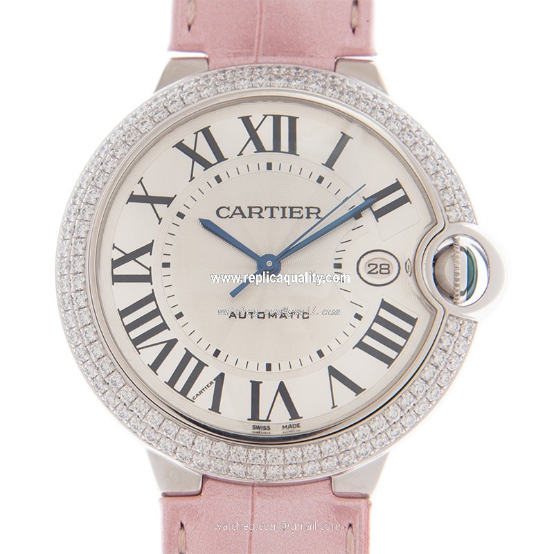 Cartier BALLON BLEU WE900951 Automatic 18kt White Gold & Diamond Silvery & White