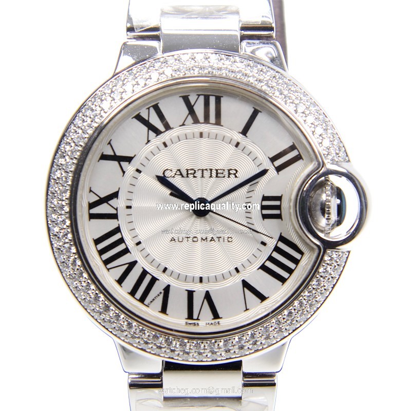 Cartier BALLON BLEU WE902035 Automatic 18kt White Gold & Diamond Silvery & White