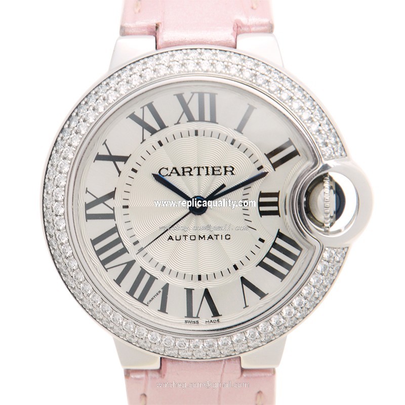 Cartier BALLON BLEU WE902037 Automatic 18kt White Gold & Diamond Silvery & White