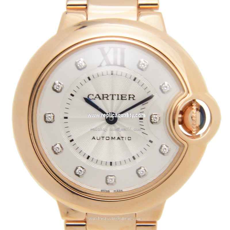 Cartier BALLON BLEU WE902039 Automatic 18kt Rose Gold Silver