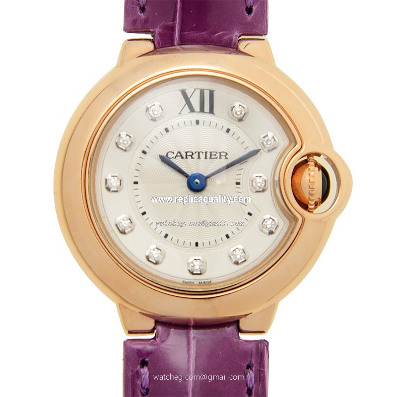 Cartier BALLON BLEU WE902050 Quartz 18kt Rose Gold Silver