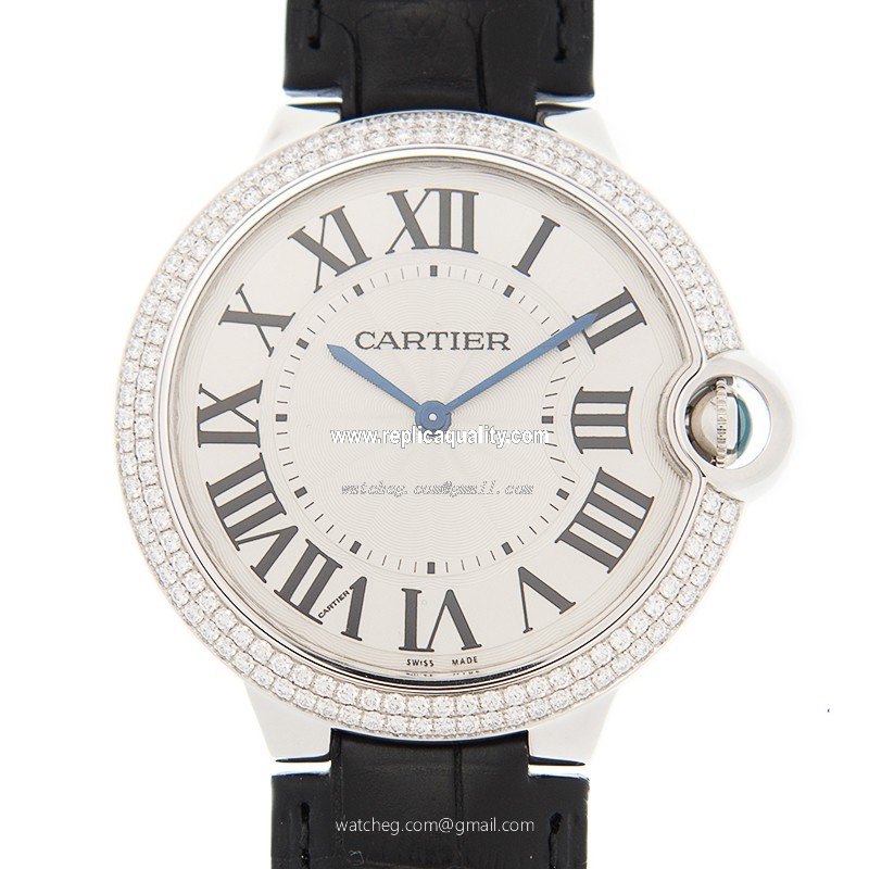 Cartier BALLON BLEU WE902056 Manual Wind 18kt White Gold & Diamond Silver
