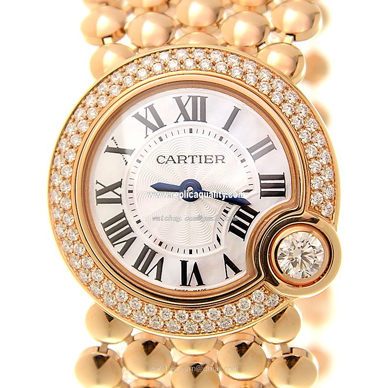 Cartier BALLON BLEU WE902057 Quartz 18kt Rose Gold & Diamonds White