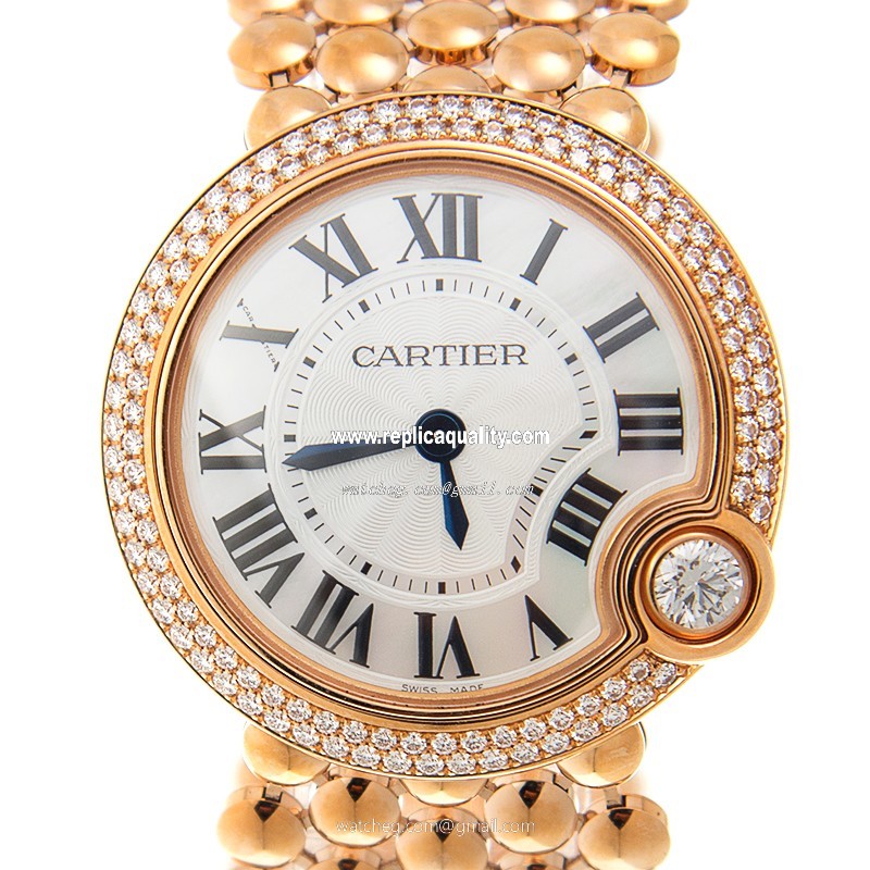 Cartier BALLON BLEU WE902071 Quartz 18kt Rose Gold & Diamonds White