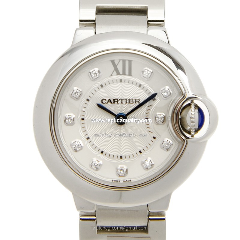 Cartier BALLON BLEU WE902073 Quartz Stainless Steel Silvery & White