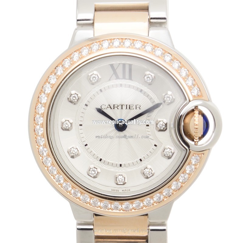 Cartier BALLON BLEU WE902076 Quartz 18kt Rose Magic & Diamond Silvery & White