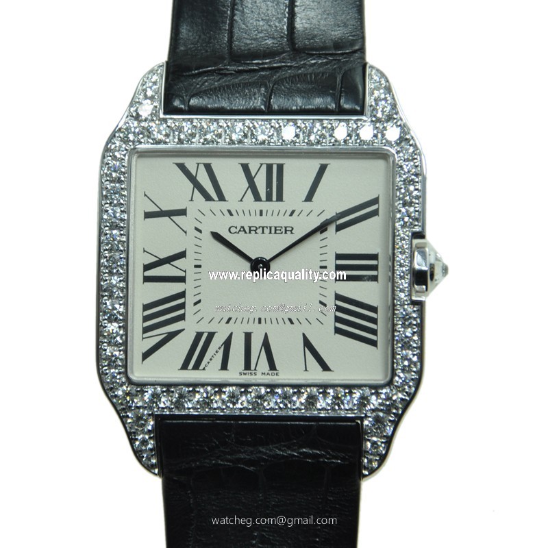 Cartier SANTOS WH100651 Manual Wind 18kt White Gold & Diamond White
