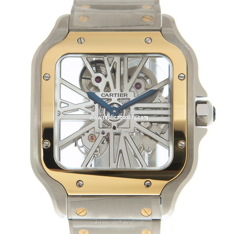 Cartier SANTOS WHSA0012 Manual Wind 18kt Gold & Steel Transparent