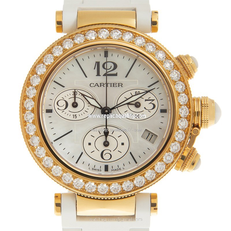 Cartier PASHA DE CARTIER WJ130009 Quartz 18kt Gold & Diamond White