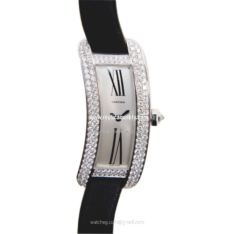 Cartier TANK WJ300950 Quartz 18kt White Gold & Diamond Silver