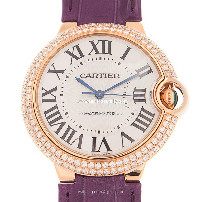 Cartier BALLON BLEU WJBB0009 Automatic 18kt Rose Gold & Diamonds White