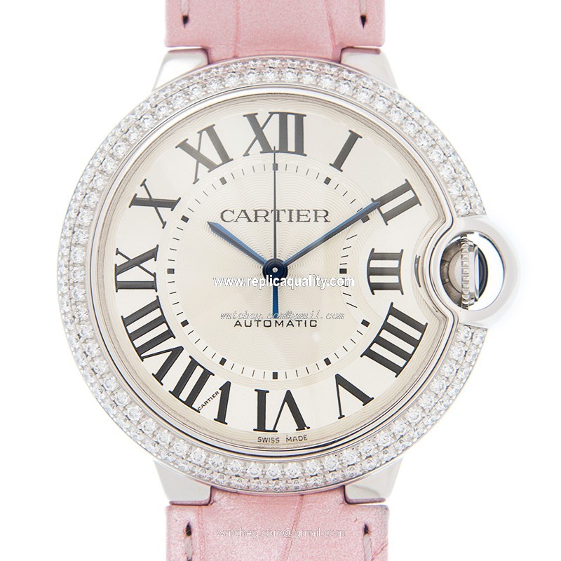 Cartier BALLON BLEU WJBB0011 Automatic 18kt White Gold & Diamond Silvery & White