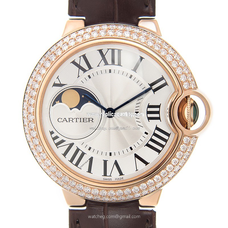 Cartier BALLON BLEU WJBB0027 Automatic 18kt Rose Gold & Diamonds Silver